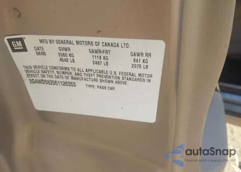 2006 Buick Lacrosse Cxl from USA, damaged, VIN 2G4WD582061126353